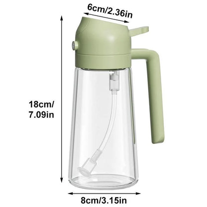 2 in 1 Oil Spray Bottle, 470Ml Anti-Leakage Olive Oil Sprayer, Plastic Baking Oil Spray Oil Bottle Dispenser, Kitchen Gadgets