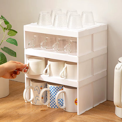 Cabinet Water Cup Storage Rack Stackable Cup Holder Large Capacity Kitchen Storage Organizer Layered Organizer Shelf