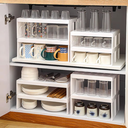 Cabinet Water Cup Storage Rack Stackable Cup Holder Large Capacity Kitchen Storage Organizer Layered Organizer Shelf